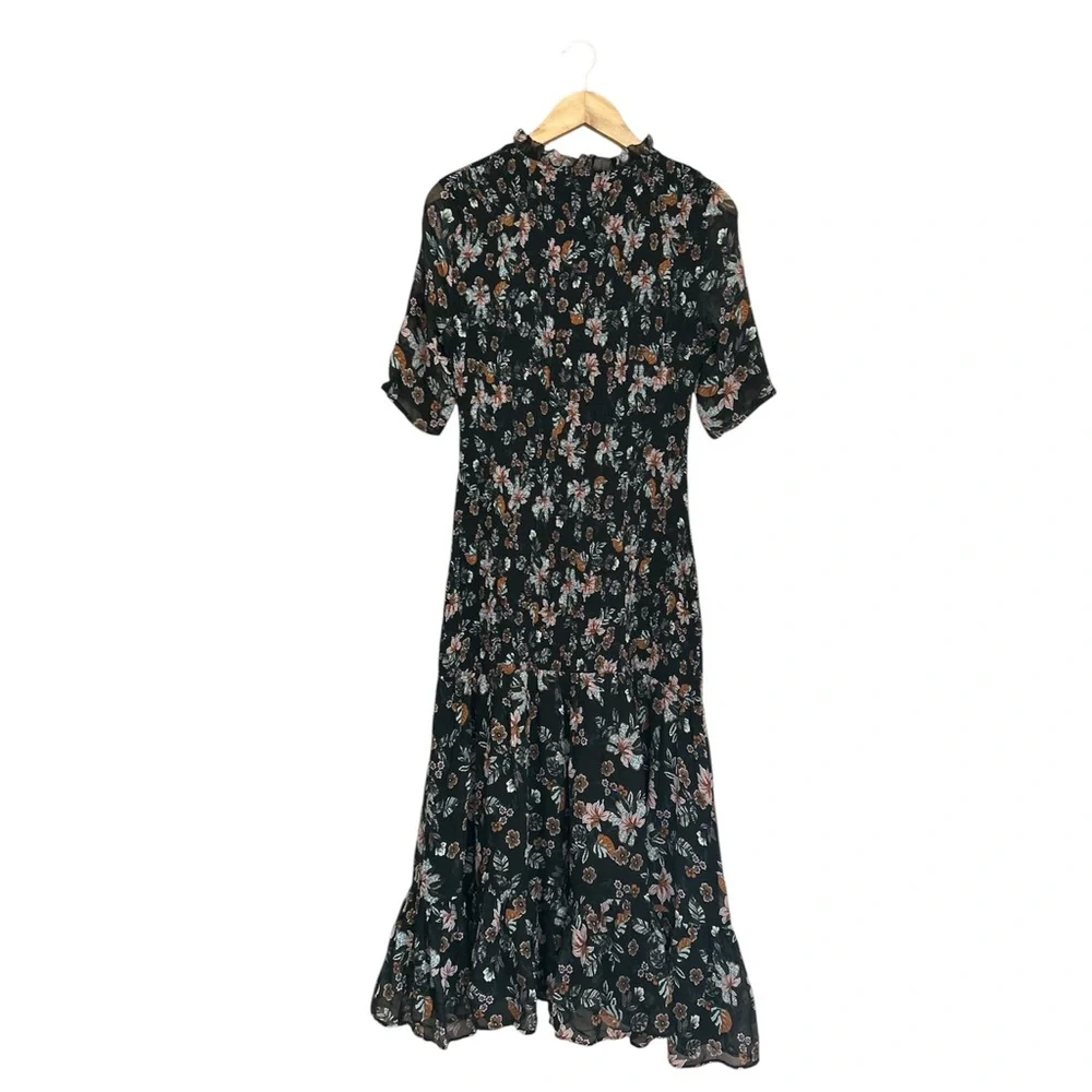 Veronica Beard Gabi Floral Smocked Dress Black Size 2 (XS) - Picture 3 of 13
